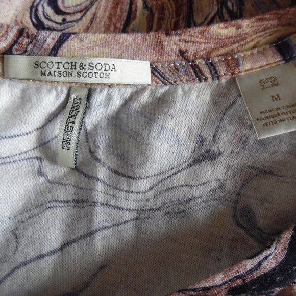 Mason Scotch & Soda Arctique T-Shirt Marble 100% Cotton Tee Abstract Print Top M - Picture 6 of 7